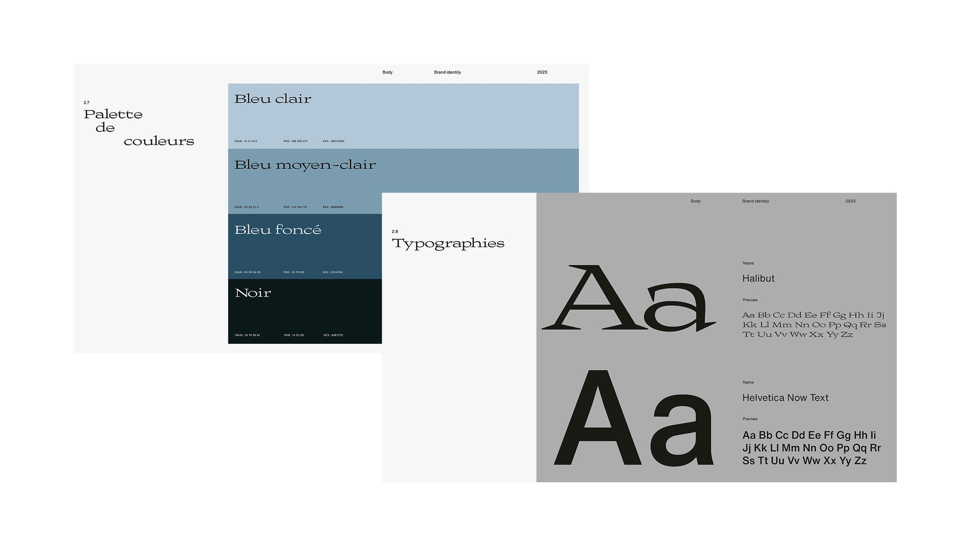 Body skincare color palette and typography board by Kalypt Studio