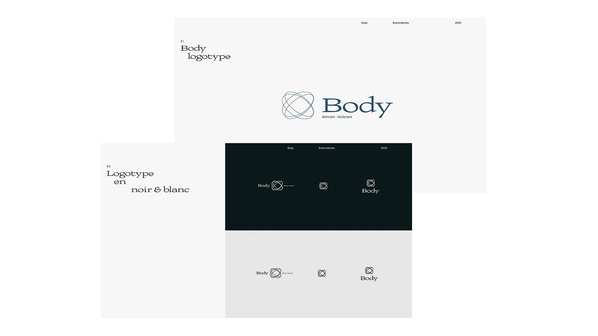 Body skincare logotype system and black white variants by Kalypt Studio
