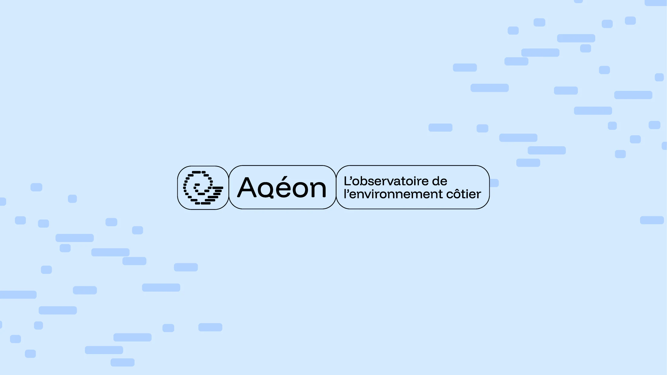 Aqéon coastal environment observatory logo on a light blue patterned background