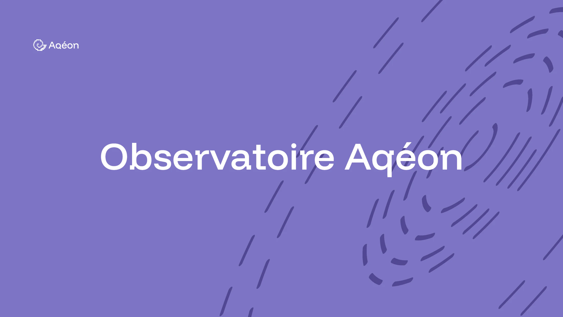 Observatoire Aqéon visual identity on a purple patterned background