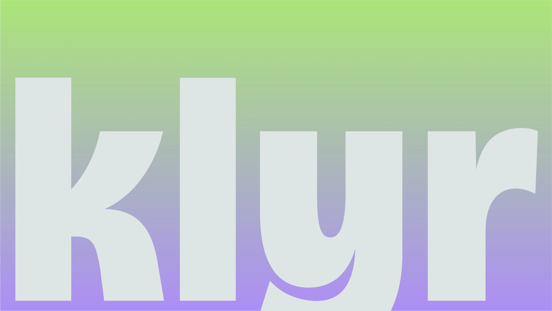 KLYR fintech brand wordmark on a green and purple gradient background by Kalypt Studio
