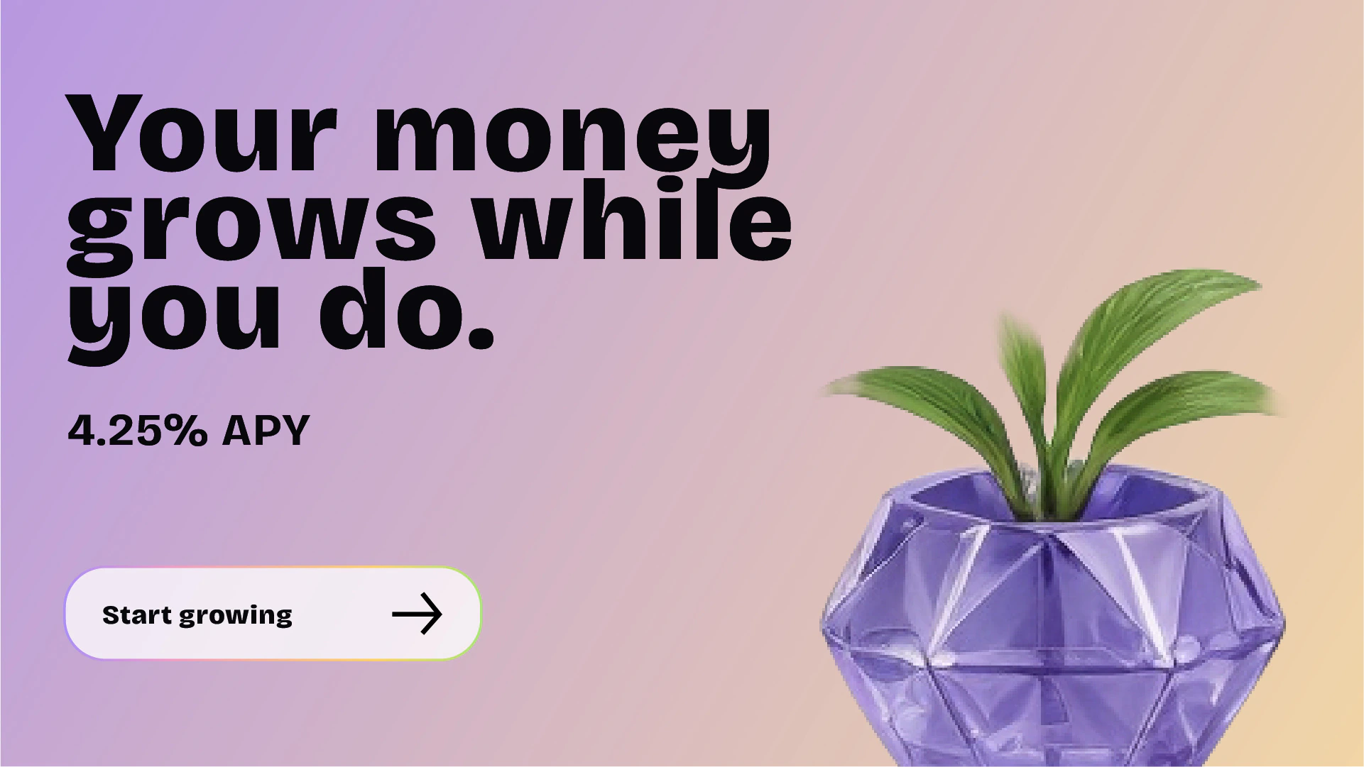 KLYR financial campaign visual about money growth with gradient and crystal planter by Kalypt Studio