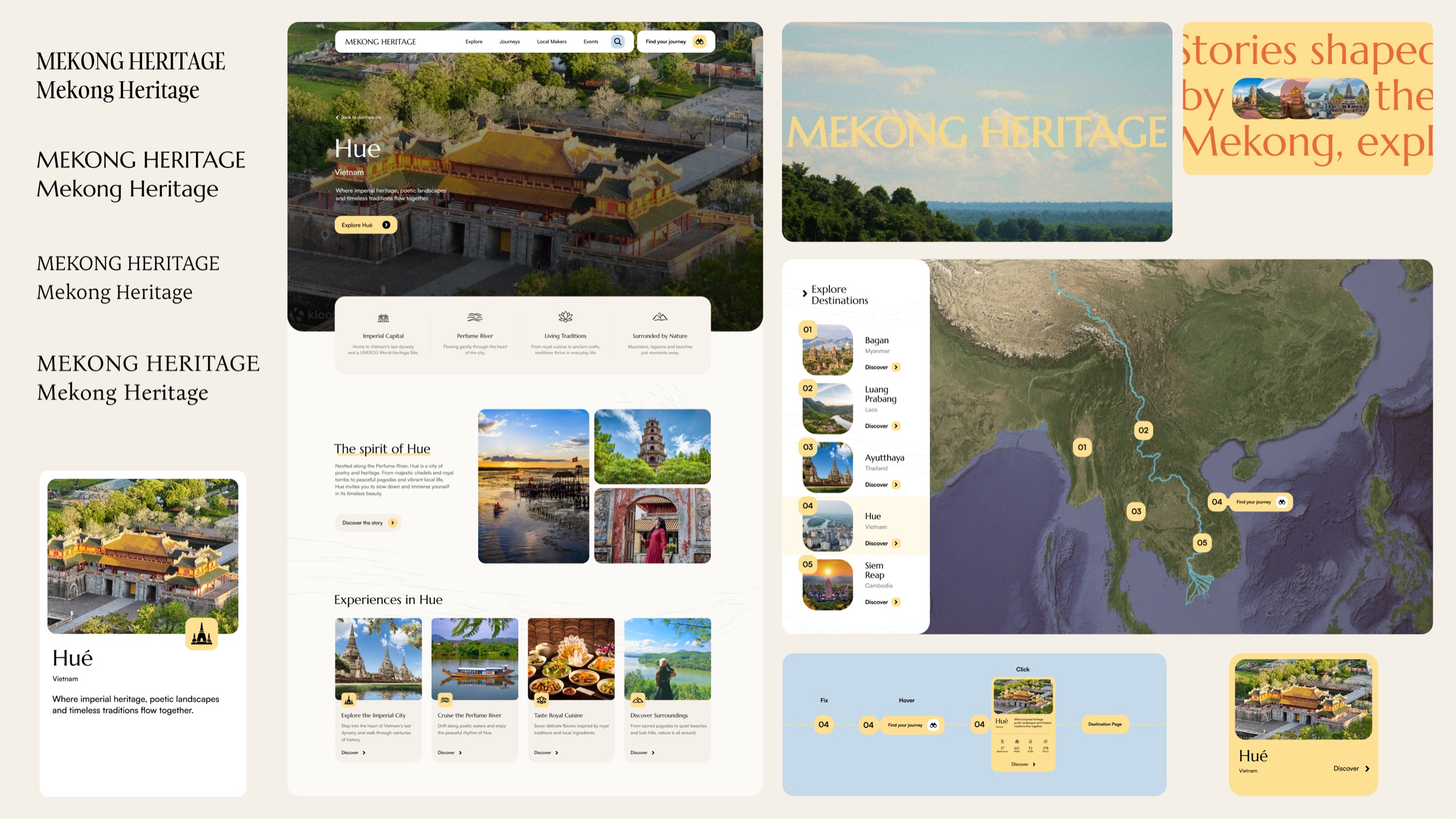 Mekong Heritage website interface and brand system gallery by Kalypt Studio