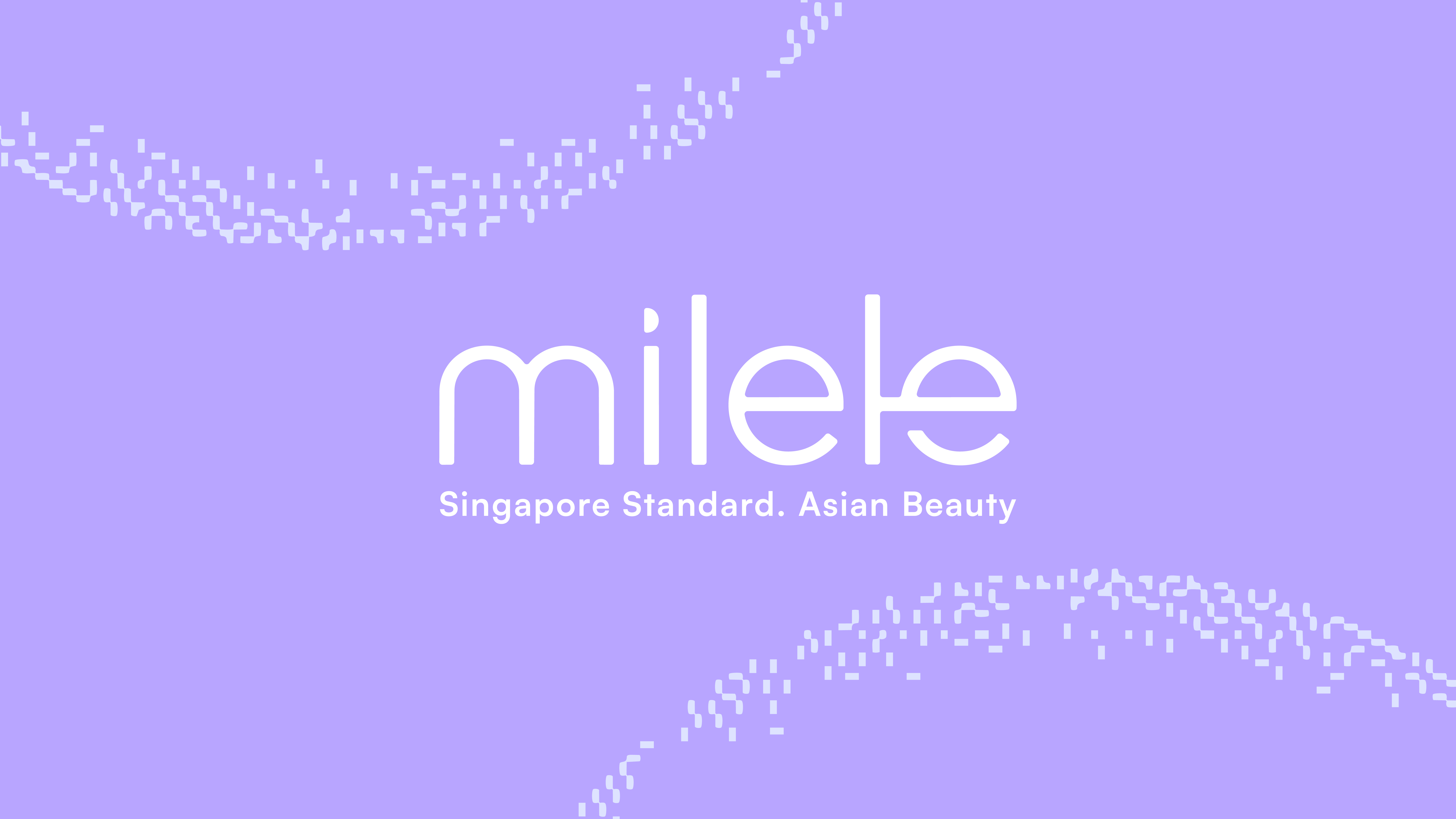 Milele contact lens brand system with white logo and pixel eye patterns