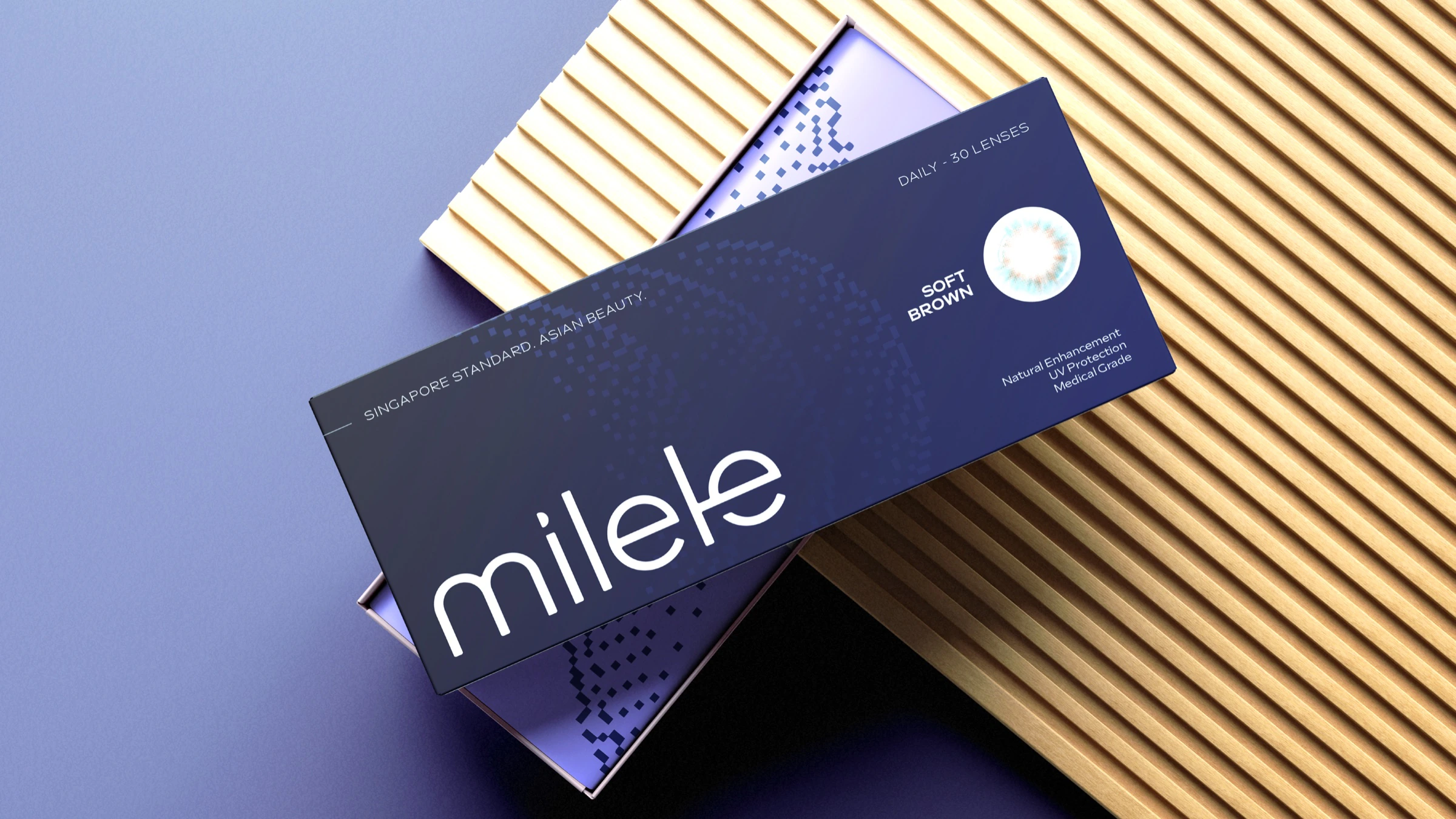 Milele premium coloured contact lens packaging mockup