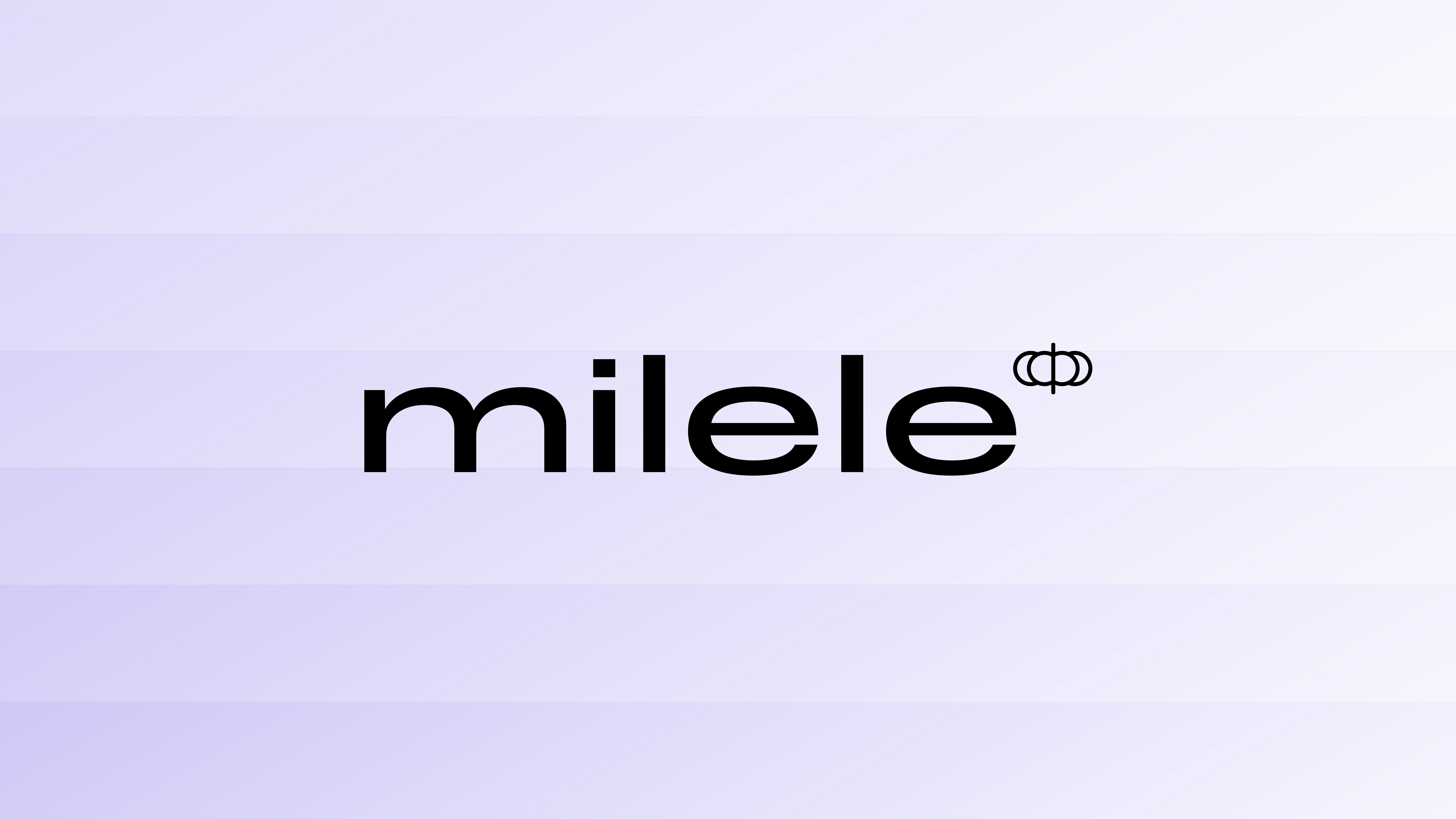 Milele refined logotype on pale lavender horizontal bands