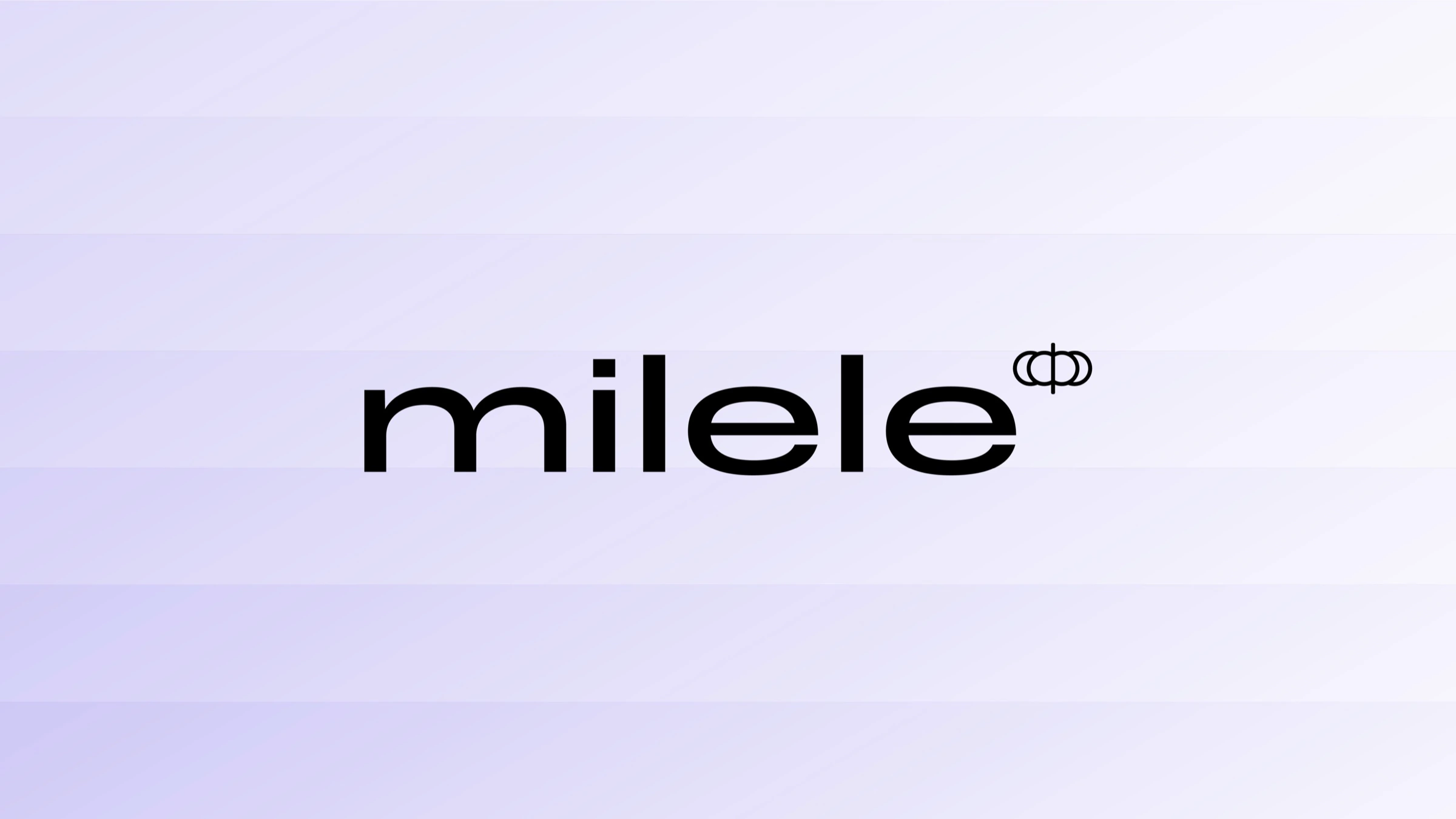 Milele refined logotype on pale lavender horizontal bands