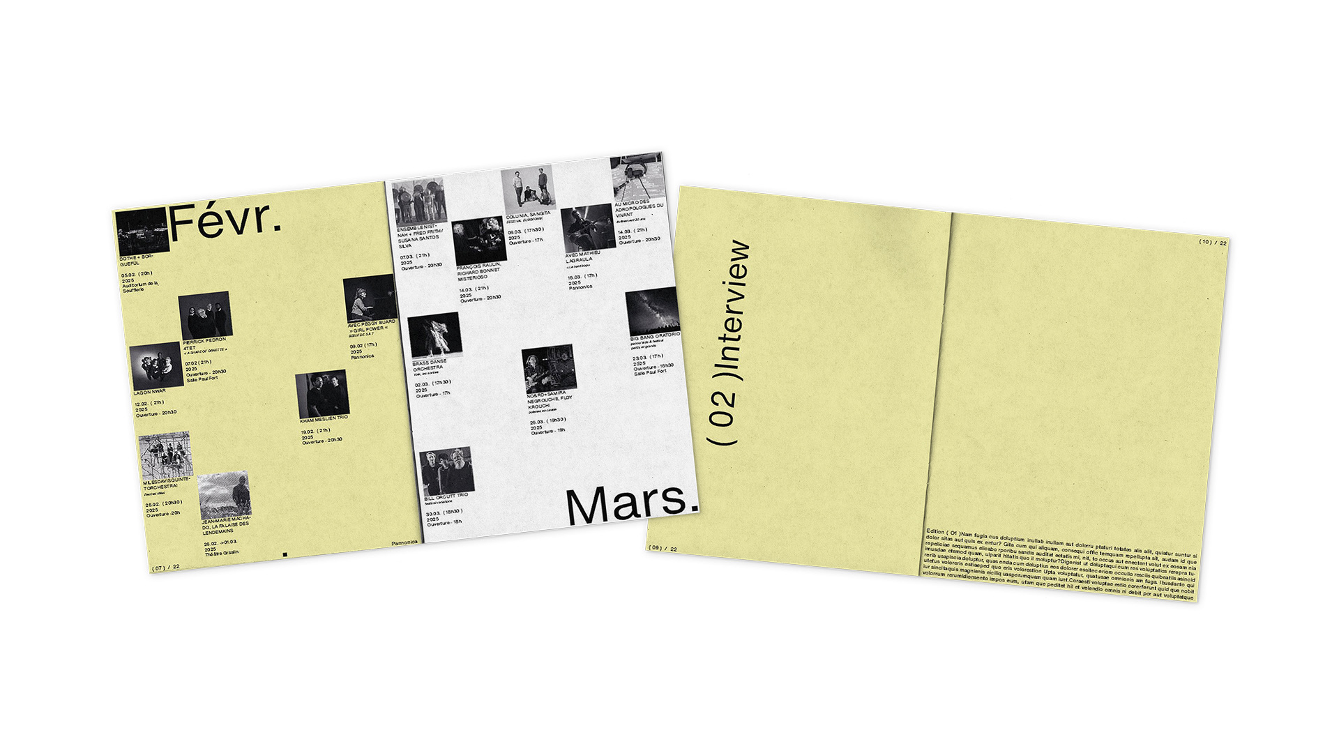 Pannonica magazine editorial spreads for jazz programming by Kalypt Studio