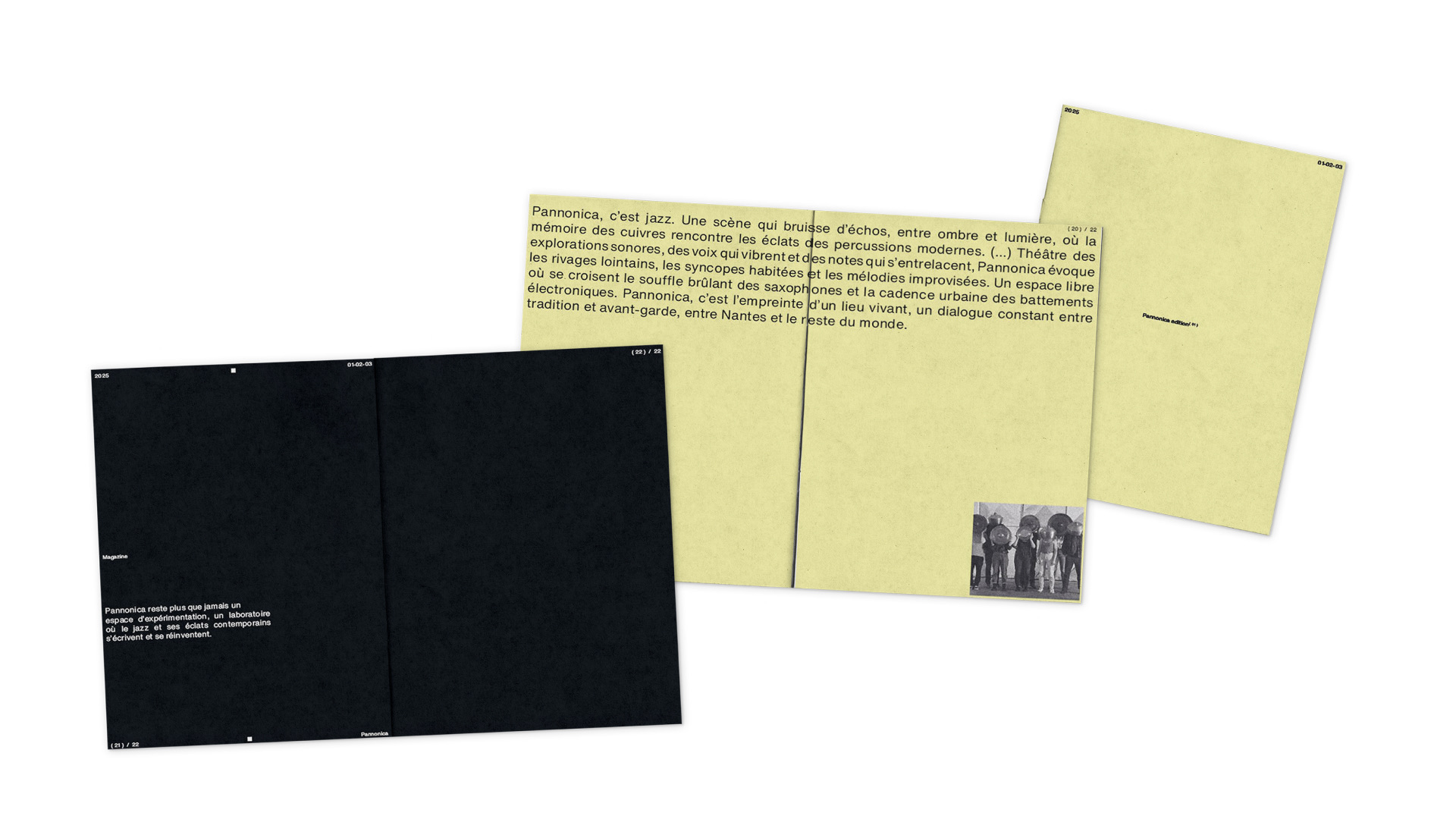 Pannonica print magazine closing spreads and cultural manifesto by Kalypt Studio